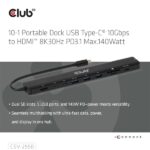 Club 3D USB Hub - CSV-2550 (USB-C to 3xUSB-C, 3xUSB-A, RJ45, SD/MicroSD, 140W PD, HDMI, 8K30hz)