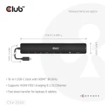 Club 3D USB Hub - CSV-2550 (USB-C to 3xUSB-C, 3xUSB-A, RJ45, SD/MicroSD, 140W PD, HDMI, 8K30hz) - Image 2