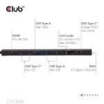 Club 3D USB Hub - CSV-2550 (USB-C to 3xUSB-C, 3xUSB-A, RJ45, SD/MicroSD, 140W PD, HDMI, 8K30hz) - Image 3