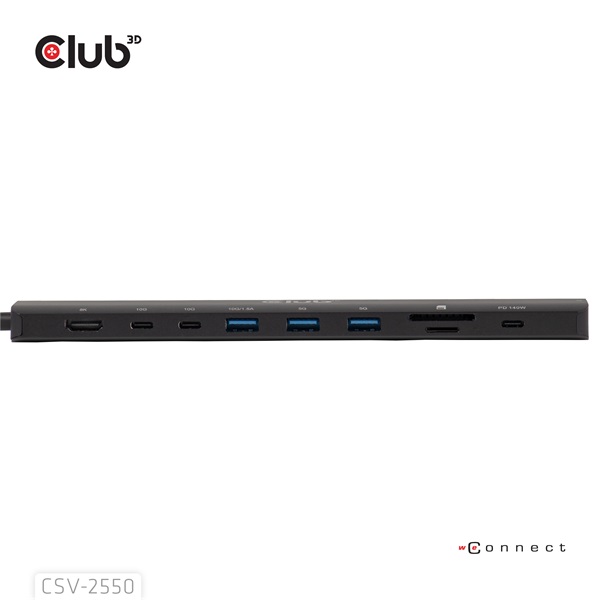 Club 3D USB Hub - CSV-2550 (USB-C to 3xUSB-C, 3xUSB-A, RJ45, SD/MicroSD, 140W PD, HDMI, 8K30hz) - Image 6