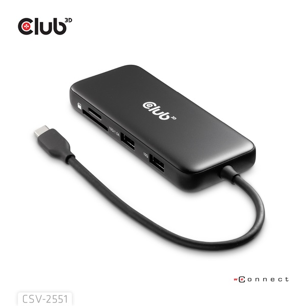 Club 3D USB Hub - CSV-2551 (USB-C to USB-C, 2xUSB-A, RJ45, SD/MicroSD, 100W PD, HDMI, DP, 8K30hz) - Image 5