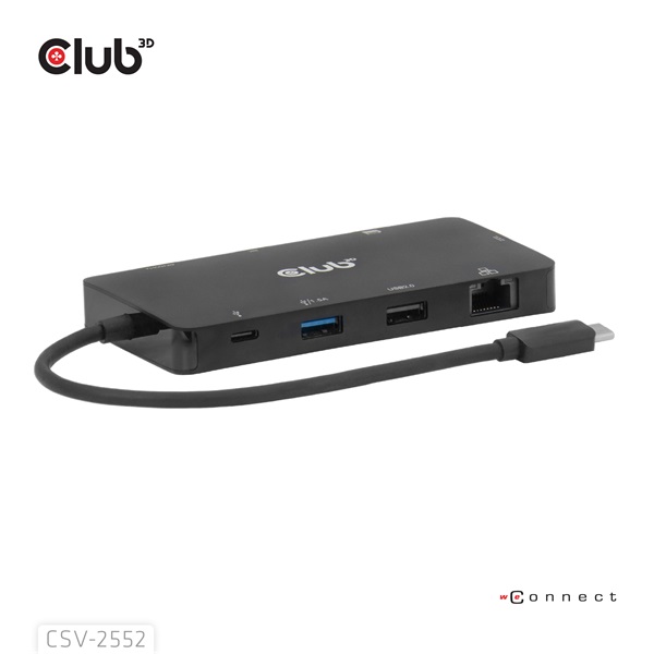 Club 3D USB Hub - CSV-2552 (USB-C to 2xUSB-C, 2xUSB-A, 2xHDMI, RJ45, SD/MicroSD, 100W PD, 4K60hz) - Image 5