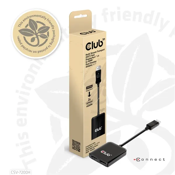 Club 3D MST Hub - CSV-7200H (DisplayPort 1.4 to 2x HDMI, 2x 4K60Hz) - Image 12