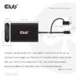 Club 3D Video Splitter - CSV-1475 (4K60HZ, 3.2 USB-C (USB-A Adapterrel) to 2xHDMI, Displaylink) - Image 3