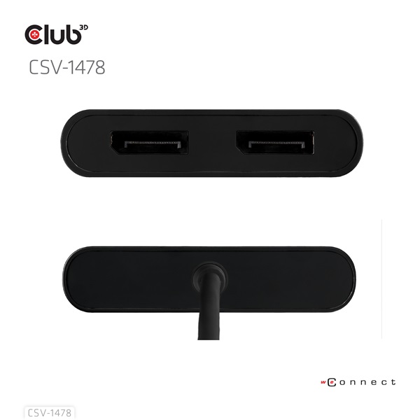 Club 3D Video Splitter - CSV-1478 (4K60HZ, 3.2 USB-C (USB-A adapterrel) to 2xDisplayPort) - Image 7