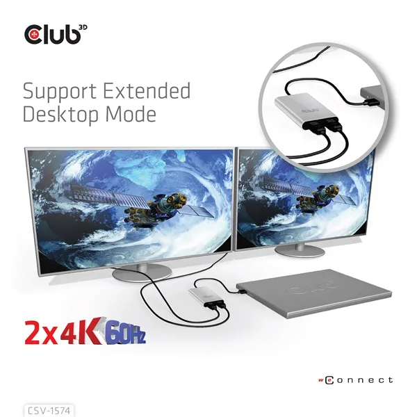 Club 3D Video Splitter - CSV-1574 (Thunderbolt 3 to Dual HDMI 2.0, 4K60Hz) - Image 8