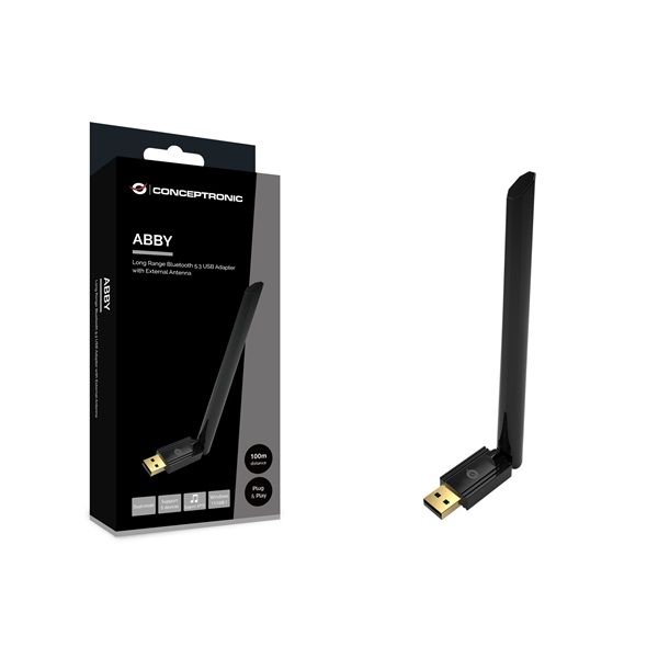 Conceptronic Bluetooth Adapter - ABBY17B (Bluetooth 5.3, Távolság: Max.: 100m, fekete) - Image 2