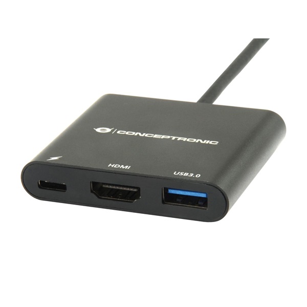 Conceptronic Notebook Dokkoló - DONN01B (USB-C to HDMI+USB-C PD:60W+USB-A 3.0, fekete) - Image 2