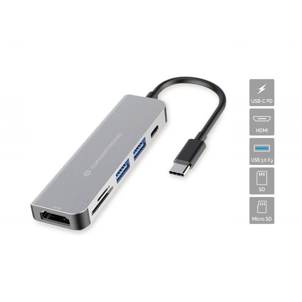 Conceptronic_Notebook_Dokkolo_-_DONN02G_Bemenet_USB-C_Kimenet_HDMI_USB-C_PD60W_USB-A_SDTF_szurke-i351591.jpg Conceptronic Notebook Dokkoló - DONN02G (USB-C to HDMI+USB-C PD:60W+USB-A+SD/TF, szürke) - Image 1