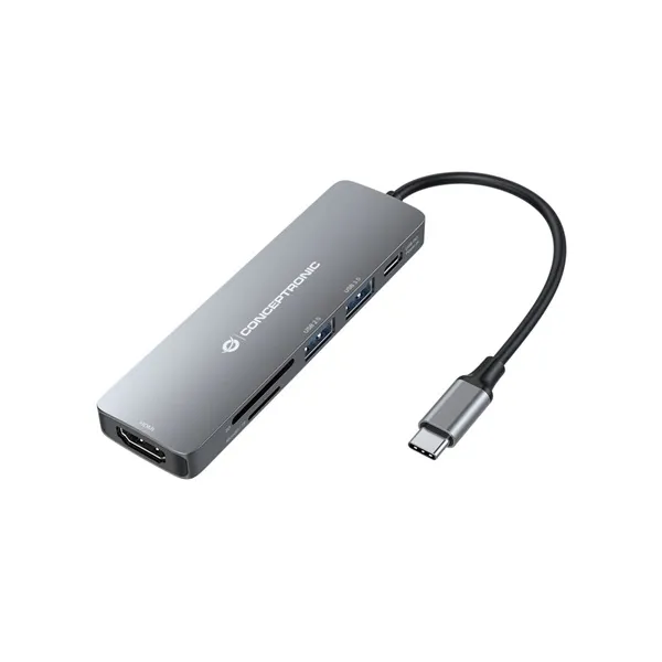Conceptronic Notebook Dokkoló - DONN11G (USB-C to HDMI+USB-C PD:60W+USB-A 3.0+2.0, ezüst) - Image 2