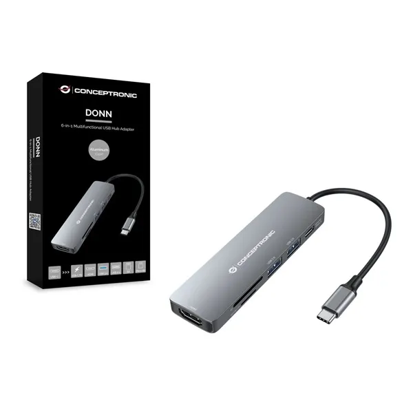 Conceptronic Notebook Dokkoló - DONN11G (USB-C to HDMI+USB-C PD:60W+USB-A 3.0+2.0, ezüst) - Image 5