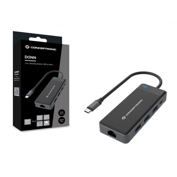 Conceptronic Notebook Dokkoló - DONN14G (USB-C to 2xHDMI+USB-C PD:100W+3xUSB-A+RJ-45, fekete) - Image 6