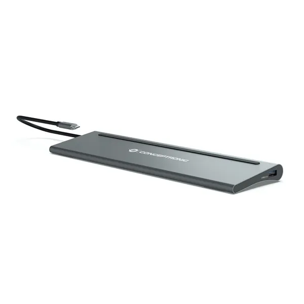 Conceptronic Notebook Dokkoló - DONN17G (USB-C to HDMI/DP/USB-C PD/USB-C data/USB 3.0/USB 2.0/SD/TF/GbE/AUX) - Image 4