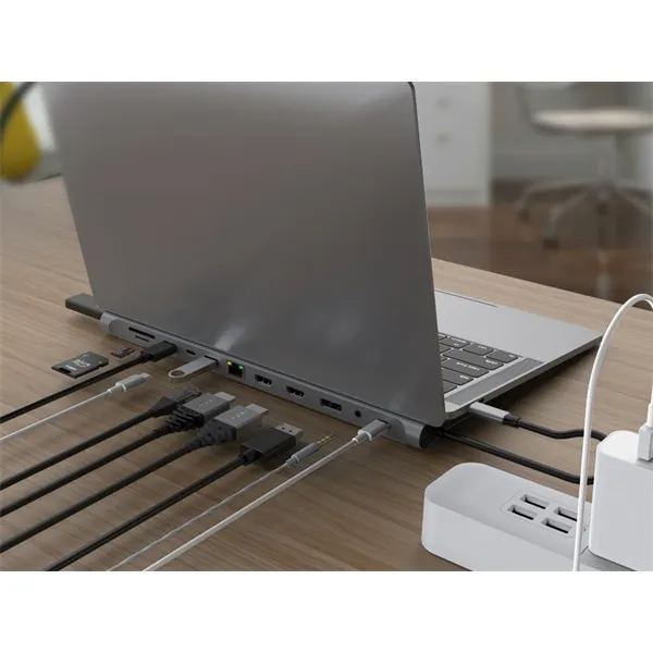 Conceptronic Notebook Dokkoló - DONN17G (USB-C to HDMI/DP/USB-C PD/USB-C data/USB 3.0/USB 2.0/SD/TF/GbE/AUX) - Image 7