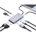Conceptronic Notebook Dokkoló - DONN20G (USB-C to HDMI/VGA/USB-C PD/USB 3.0/SD/TF/GbE/AUX) - Image 5