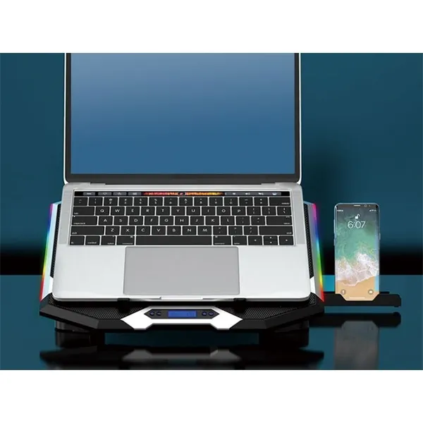 Conceptronic Notebook Hűtőpad 17"-ig - THYIA01B (USB, 6x12,5cm, LCD kijelző, állítható magasság, csúszásmentes, fekete) - Image 2