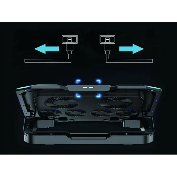 Conceptronic Notebook Hűtőpad 17"-ig - THYIA01B (USB, 6x12,5cm, LCD kijelző, állítható magasság, csúszásmentes, fekete) - Image 4