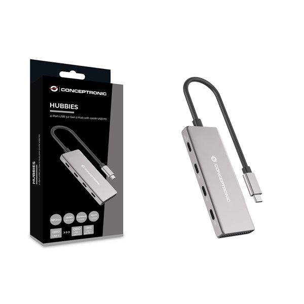Conceptronic USB Hub - HUBBIES15G (4 Port, USB-C to 4x USB-C szürke) - Image 2