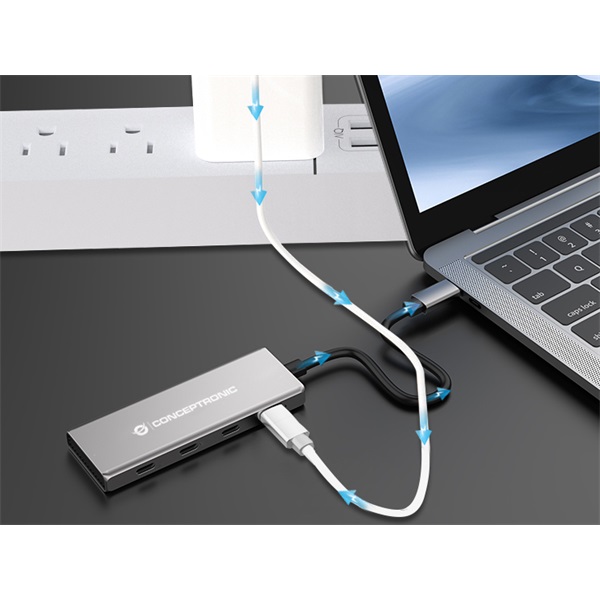 Conceptronic USB Hub - HUBBIES15G (4 Port, USB-C to 4x USB-C szürke) - Image 5