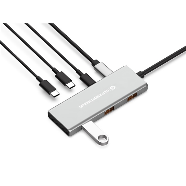 Conceptronic USB Hub - HUBBIES17G (4 Port, USB-C to 4x USB-C+3x USB-A, szürke) - Image 5