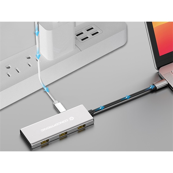 Conceptronic USB Hub - HUBBIES17G (4 Port, USB-C to 4x USB-C+3x USB-A, szürke) - Image 6