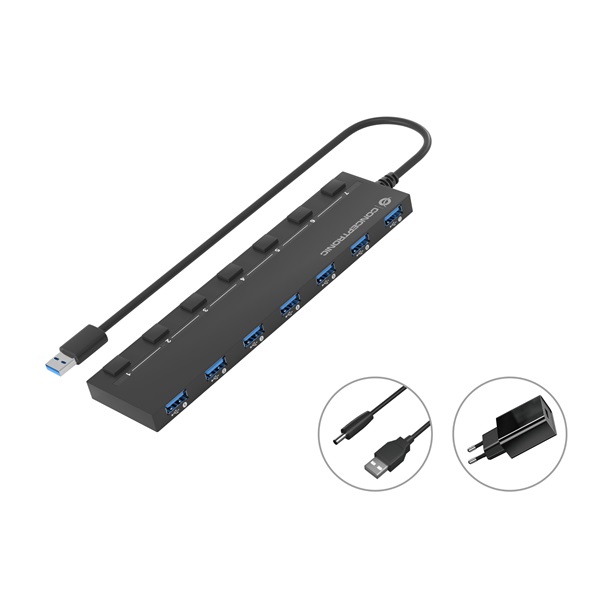 Conceptronic_USB_Hub_-_HUBBIES19BP_7_Port_USB-A_to_7xUSB_20_halozati_tap_fekete-i428630.jpg Conceptronic USB Hub - HUBBIES19BP (7 Port, USB-A to 7xUSB 2.0, külső táp, fekete) - Image 1