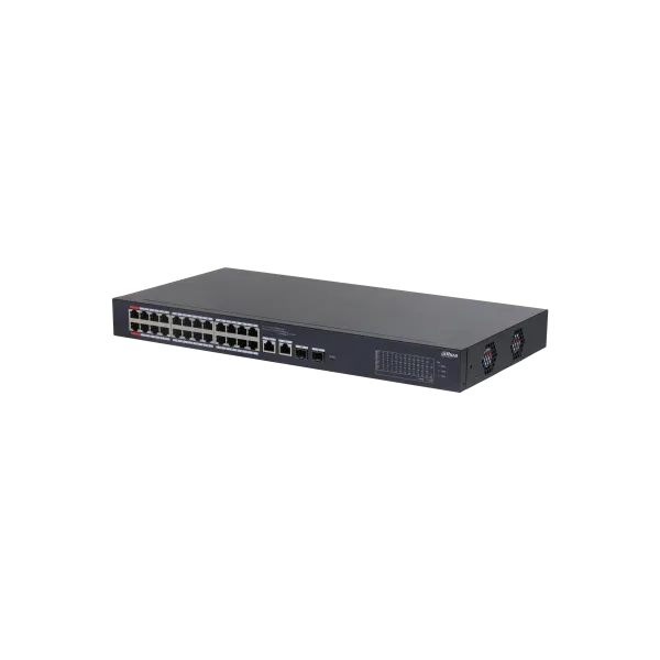 Dahua switch PoE mendzselhető - CS4226-24ET-240 (Cloud menedzsment; 24x 100Mbps at/af PoE; 2x 1Gbps; 2x 1Gbps SFP; 240W)