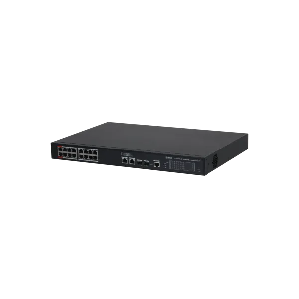 Dahua switch PoE mendzselhető - S4220-16GT-190 (18x 1Gbps; 16x PoE/PoE+; 2x 1Gbps SFP; 190W)