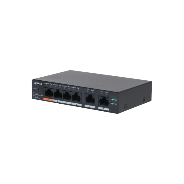 Dahua switch PoE - CS4006-4ET2ET-60 (Cloud Menedzsment; 4x100Mbps PoE; + 2x 100Mbps uplink, 60W) - Image 1