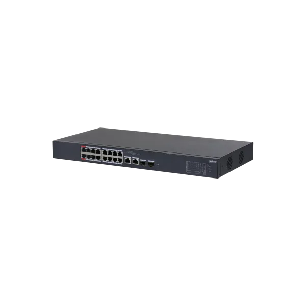 Dahua switch PoE - CS4218-16ET-135 (Cloud menedzsment; 16x 100Mbps at/af PoE; 2x 1Gbps; 2x 1Gbps SFP port; 135W PoE)