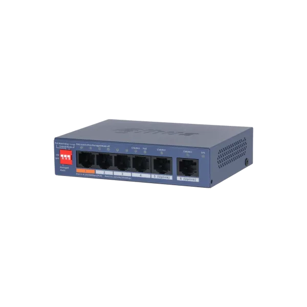 Dahua switch PoE - CS4006-4ET2GT-60 (Cloud Menedzsment; 4x1Gbps PoE; + 2x 1Gbps uplink, 60W)