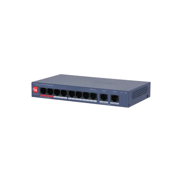 Dahua switch PoE - CS4010-8ET2GT-110 (Cloud menedzsment; 8x 10/100 Mbps PoE + 2x 10/100/1000 Mbps port, 110W)