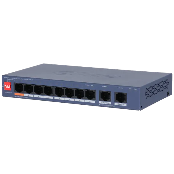 Dahua switch PoE - CS4010-8ET2GT-60 (Cloud menedzsment; 8x 10/100 Mbps PoE + 2x 1Gbps port, 60W) - Image 1