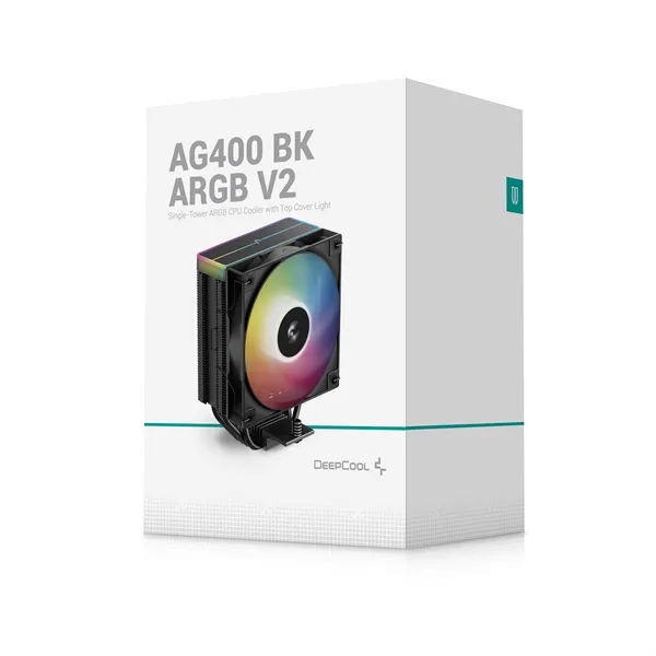 DeepCool CPU Cooler - AG400 BK ARGB V2 (31,6 dB; max, 128,93 m3/h; 4pin csatlakozó, 4 db heatpipe, 12cm, PWM) - Image 10