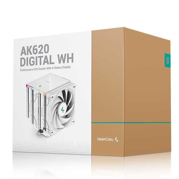 DeepCool CPU Cooler - AK620 Digital WH (28 dB; max, 117,21 m3/h; 4pin csatlakozó, 6 db heatpipe, 2x12cm, PWM, fehér) - Image 10