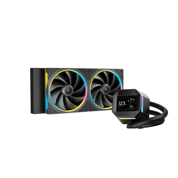 DeepCool CPU Water Cooler - LM240 (max 36.07dB; max. 112,52 m3/h; 2x12cm, LED kijelző, fekete)