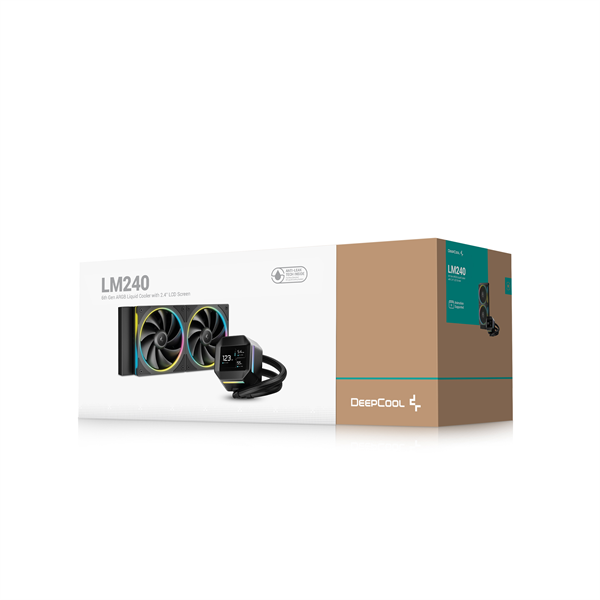 DeepCool CPU Water Cooler - LM240 (max 36.07dB; max. 112,52 m3/h; 2x12cm, LED kijelző, fekete) - Image 6