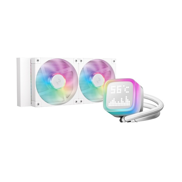 DeepCool CPU Water Cooler - LP240 WH (max 21dB; max. 122,39 m3/h; 2x12cm, LED kijelző, fehér) - Image 1