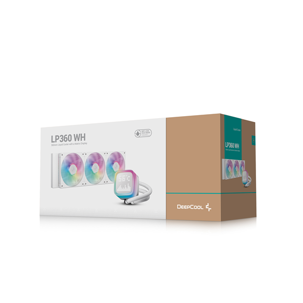 DeepCool CPU Water Cooler - LP360 WH (max 21dB; max. 122,39 m3/h; 3x12cm, LED kijelző, fehér) - Image 6