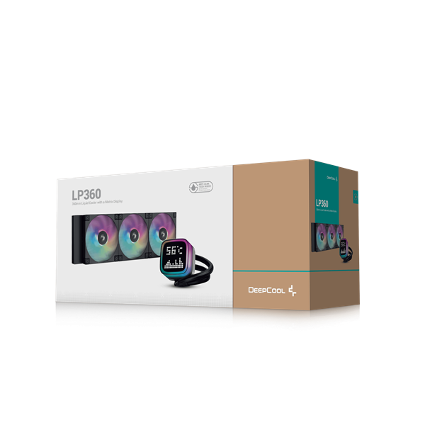DeepCool CPU Water Cooler - LP360 (max 21dB; max. 122,39 m3/h; 3x12cm, LED kijelző, fekete) - Image 6
