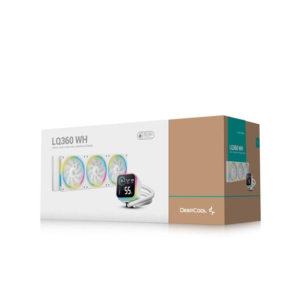 DeepCool CPU Water Cooler - LQ360 WH (max 21dB; max. 122,39 m3/h; 3x12cm, LED kijelző, fehér) - Image 6