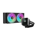 DeepCool CPU Water Cooler - MYSTIQUE 240 ARGB (max 21dB; max. 123,09 m3/h; 2x12cm, LED kijelző, fekete)