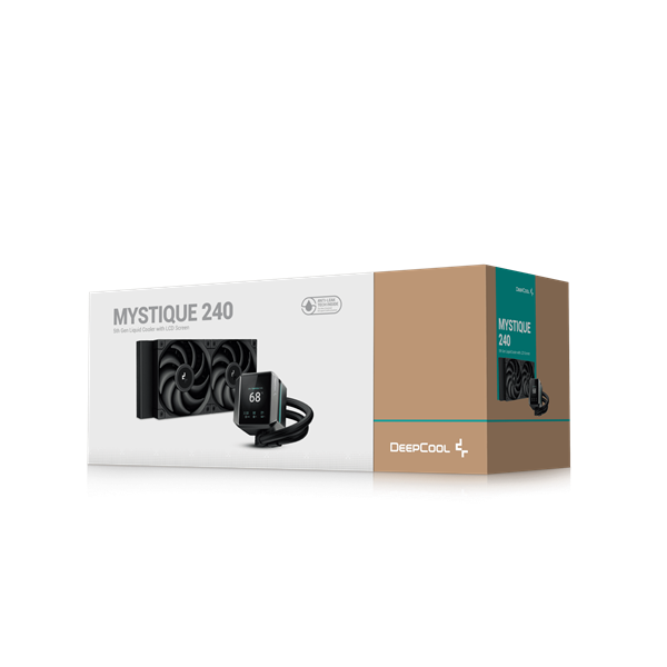 DeepCool CPU Water Cooler - MYSTIQUE 240 (max 21dB; max. 123,09 m3/h; 2x12cm, LED kijelző, fekete) - Image 6