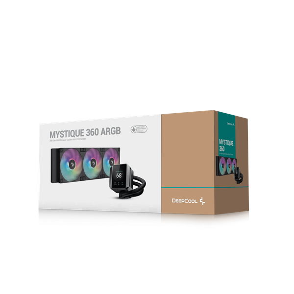 DeepCool CPU Water Cooler - MYSTIQUE 360 ARGB (max 21dB; max. 123,09 m3/h; 3x12cm, LED kijelző, fekete) - Image 6