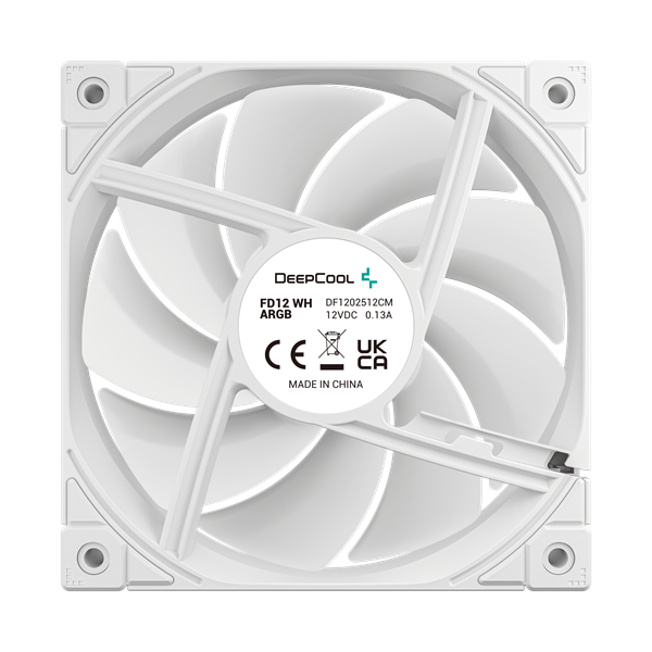 DeepCool Cooler 12cm - FD12 ARGB WH (27,6dB; max. 109,07 m3/h; 3pin csatlakozó; hydro bearing, ház hűtésre, PWM, fehér) - Image 5