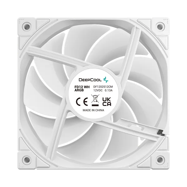 DeepCool Cooler 12cm - FD12 ARGB WH (27,6dB; max. 109,07 m3/h; 3pin csatlakozó; hydro bearing, ház hűtésre, PWM, fehér) - Image 5