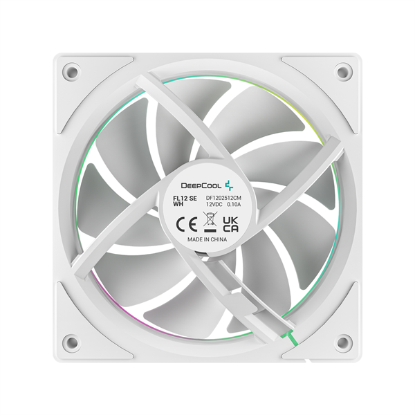 DeepCool Cooler 12cm - FL12 SE WH (3in1) (28.67dB; max.86,20 m3/h; 3x12cm, 3pin; hydro bearing, ház hűtésre, RGB, PWM) - Image 4