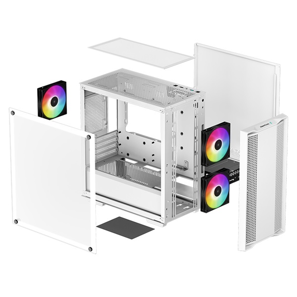 DeepCool Számítógépház - CC360 ARGB WH (fehér, ablakos, 3x12cm ventilátor, Mini-ITX / Micro-ATX, 1xUSB3.0, 1xUSB2.0) - Image 12