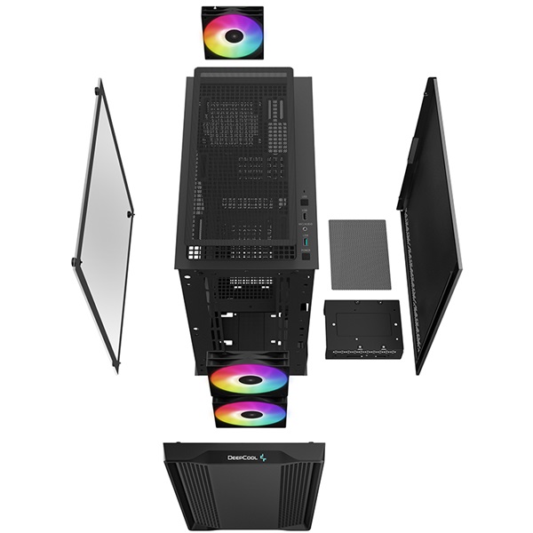 DeepCool Számítógépház - CC360 ARGB (fekete, ablakos, 3x12cm ventilátor, Mini-ITX / Micro-ATX, 1xUSB3.0, 1xUSB2.0) - Image 24
