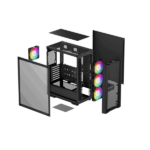 DeepCool Számítógépház - CC560 MESH V2 (ablakos, 4x12cm A-RGB ventilátor, ATX, 2xUSB3.0, fekete) - Image 11